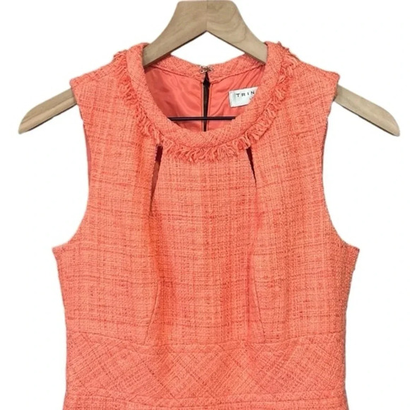 Trina Turk Tweed Sleeveless Dress Tangerine Size 2 - Picture 4 of 12